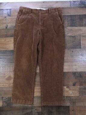 L.L.Bean Comfort Waist Mens 38 by 28 Brown Corduroy Pants Straight Leg Elastic